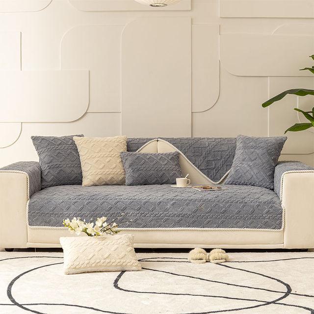 Plush Sofa Cushion Thickened Jacquard Non -Slip Cushion Cover Cotton Velvet All -Inclusive Universal Living Room Sofa Cover Back