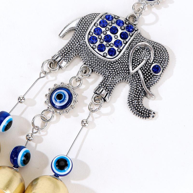 1pc Turkish Blue Evil Eye with Lucky Elephant Amulet Home Office Hanging Ornament for Protection and Bless