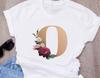 Custom Name Letter Combination Women S High Quality Printing T Shirt Flower Letter Font A B
