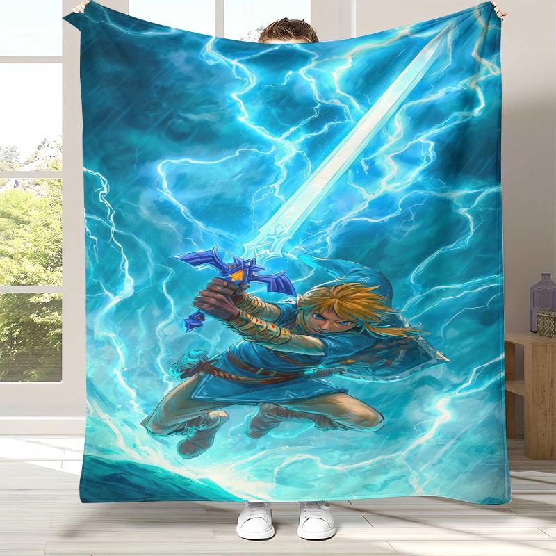 Retro Z-Zelda Cartoon Link Games Flannel Blanket,Ultra Soft Warm Plush Throw for Home Bedroom Bed Sofa Cover Camping Picnic Kid