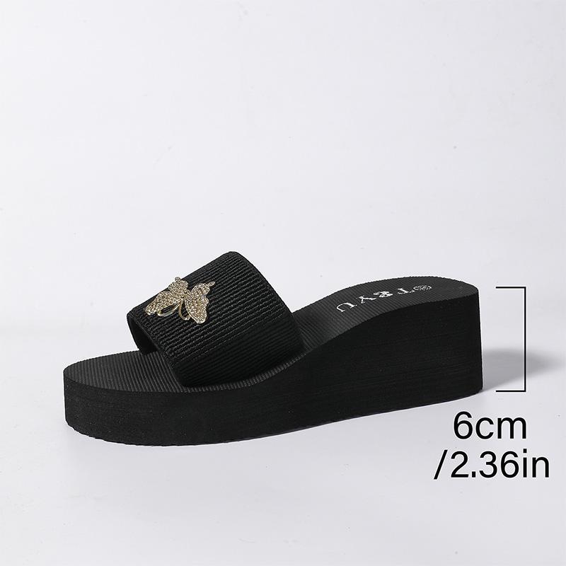 Fashion Butterfly Decor Wedges Sandals for Women Plus Size Light Comfort Chunky Platform Slippers Summer Thick Sole Non Slip Slippers