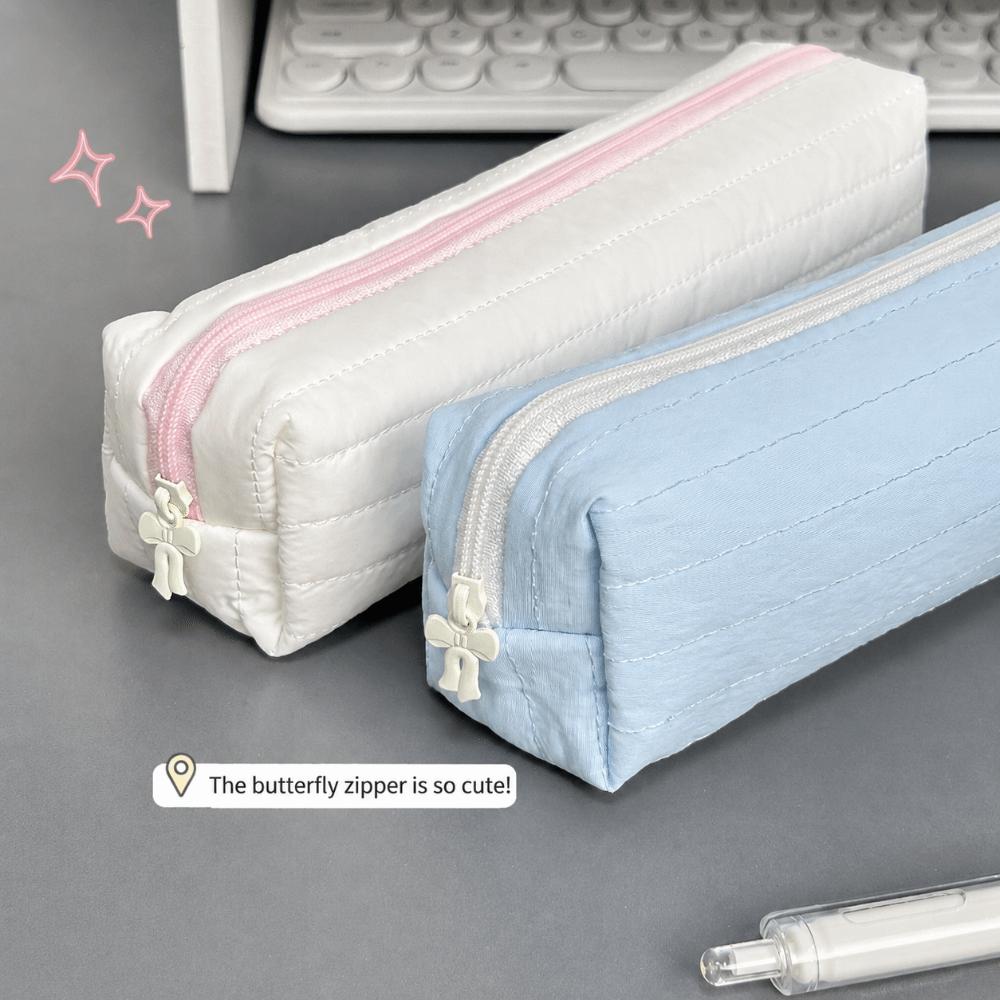 Large-capacity Pencil Case Cream Color Stationery Pouch INS Stationery Storage Bag School Supplies