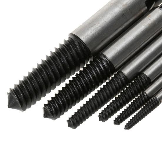 5Pcs Carbon Steel Screw Extractors Broken Damaged Stud Bolt Remover Repair Tool