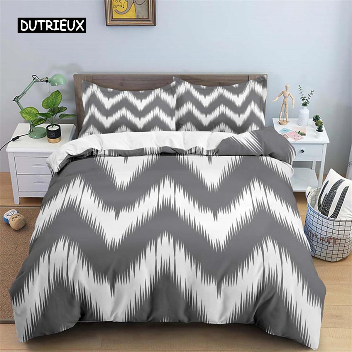 

Пододеяльник с геометрическим рисунком и волнами, комплект постельного белья с абстрактным рисунком, двуспальная кровать для детей, декор для взрослых, пододеяльник из микрофибры с 1/2 наволочками EU single(135x200cm)