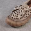 Johnature Retro Hollow-out Breathable Genuine Leather Shoes With Soft Soled Women's Slip-on Shoes