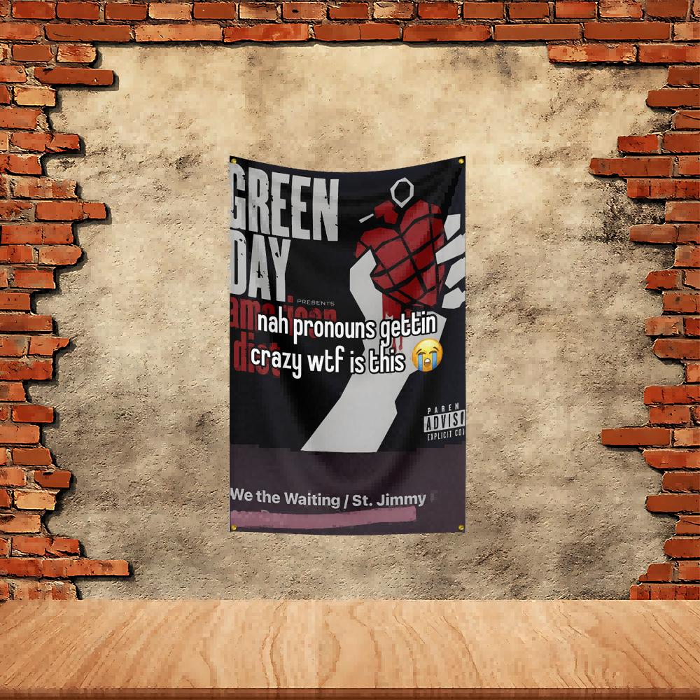 Green Day Band Party Flagge Polyester Bedruckte Fahne Banner Wandteppich für Garten Garage Dekoration Konzert Flagge