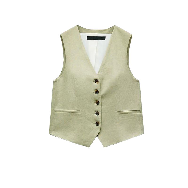 Spring New Arrival Linen Blended Vest 8025939 High Waist Casual Shorts Female 8026707 8026939