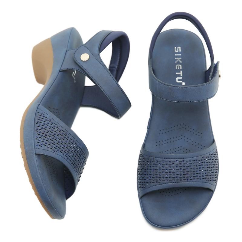 Frühlings- und Sommer-Freizeit-Rhinestone-Sandalen für Damen, rutschfeste Strand-Keilsandalen, bequeme Schuhe für Mütter mittleren Alters