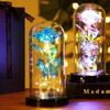 LED Rose In Glass Dome: Crystal Gold Foil Preserved Flower Gift Box for Christmas, Birthday, or Home Decoration