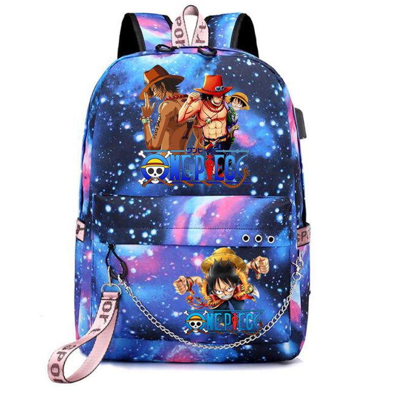 One Piece Print USB School Bag for Primary and Secondary School Students Men and Women Webbing Backpack