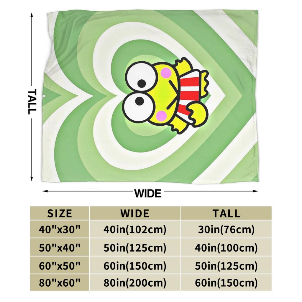 Keroppi Flannel Blankets Anime  Fashion Throw Blankets for Home 125*100cm Bedspread,