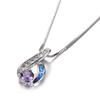 Simple ins Ladies Pendant White Gold Round Aqua Blue Diamond Necklace