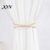 Wall Damage Free Curtain Holder Magnetic Tieback, Cotton Linen Rope Holdback with Wood Buckle for Tool Drapes, Decorative Tie Backs Bedroom,
