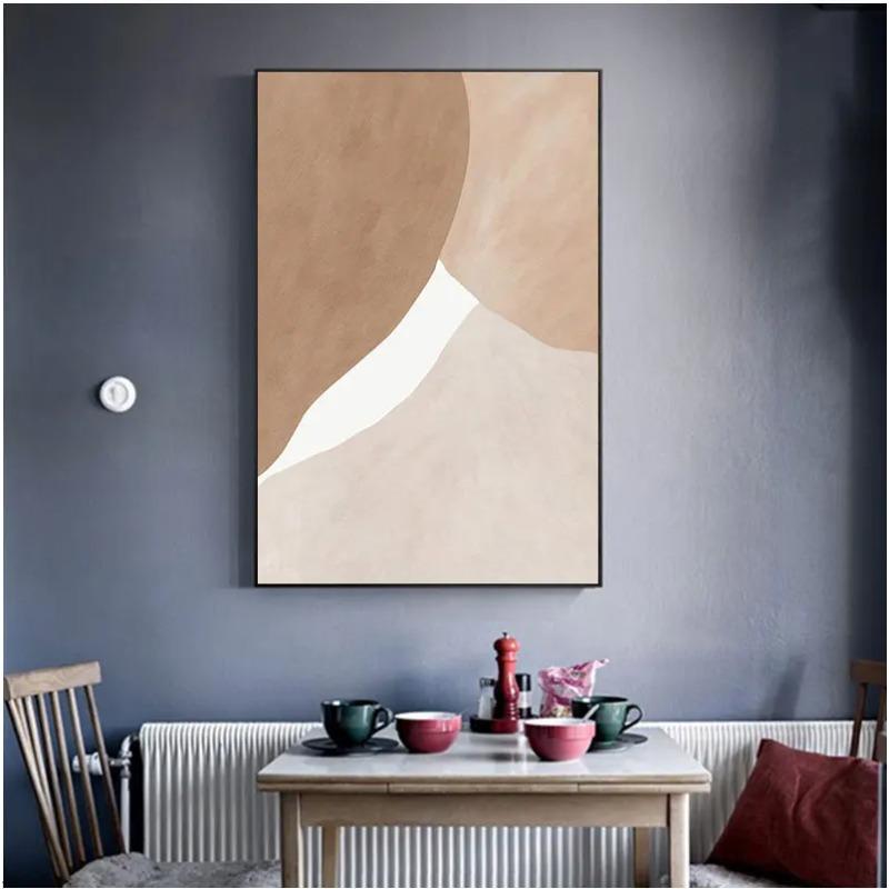 Nowoczesny beżowy brązowy abstrakcyjny geometryczny obraz na płótnie wydruki artystyczne plakat do galerii salon wystrój domu