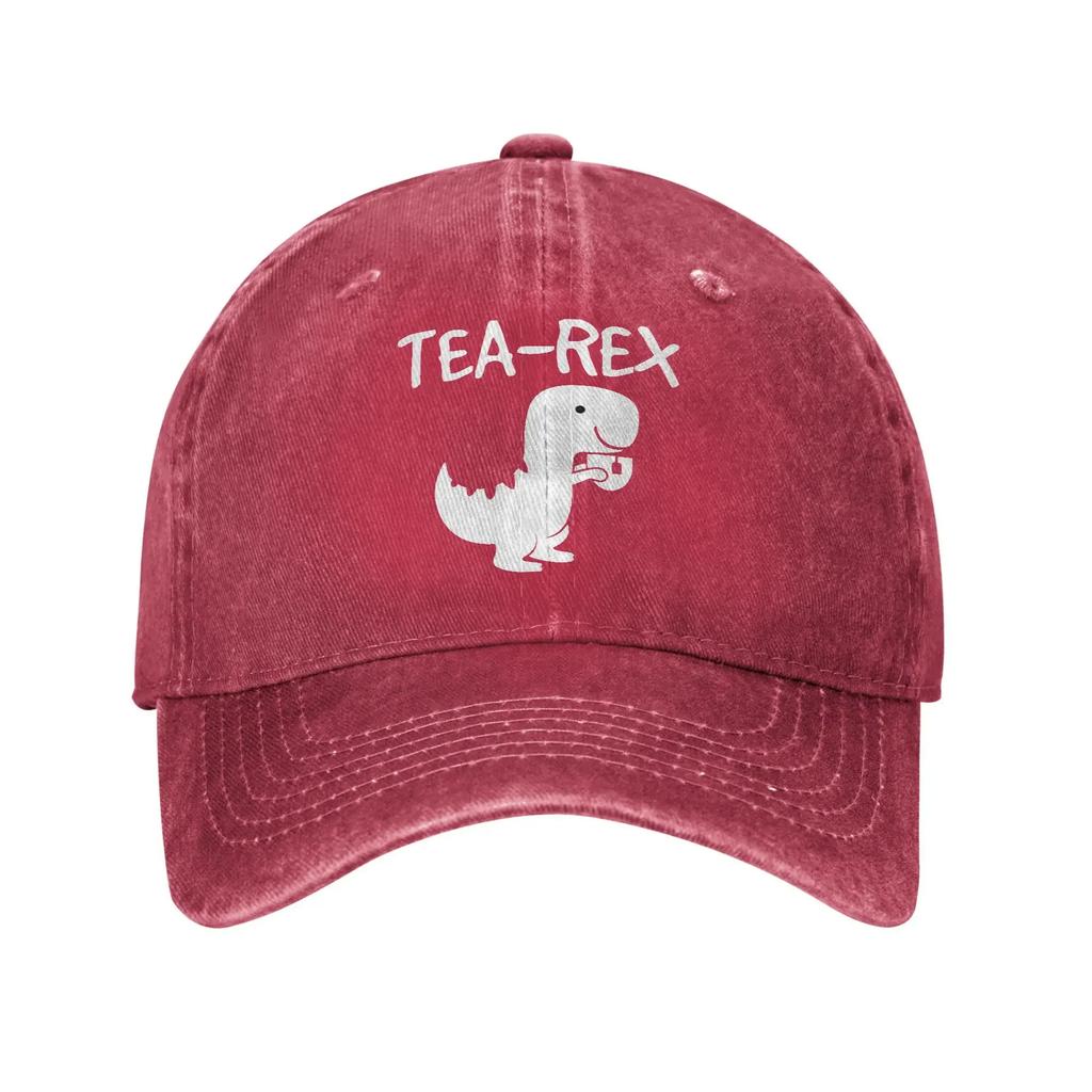 Tea-Rex T-Rex Dinosaurier Teetasse Unisex Stil Baseballkappe Cartoon Niedlich Used Denim Gewaschener Hut Outdoor Workouts Geschenk Snapback