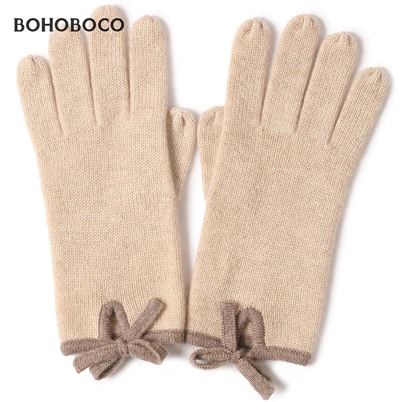 BOHOBOCO Women's 100% Cashmere Bow Gloves
