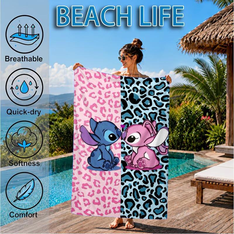 Cartoon Hawaii Artwork Printed Microfiber Beach Towel, Soft And Absorbent, Quick-Dry, Ideal for Summer Travel, Beach Essential, Swimming Pool