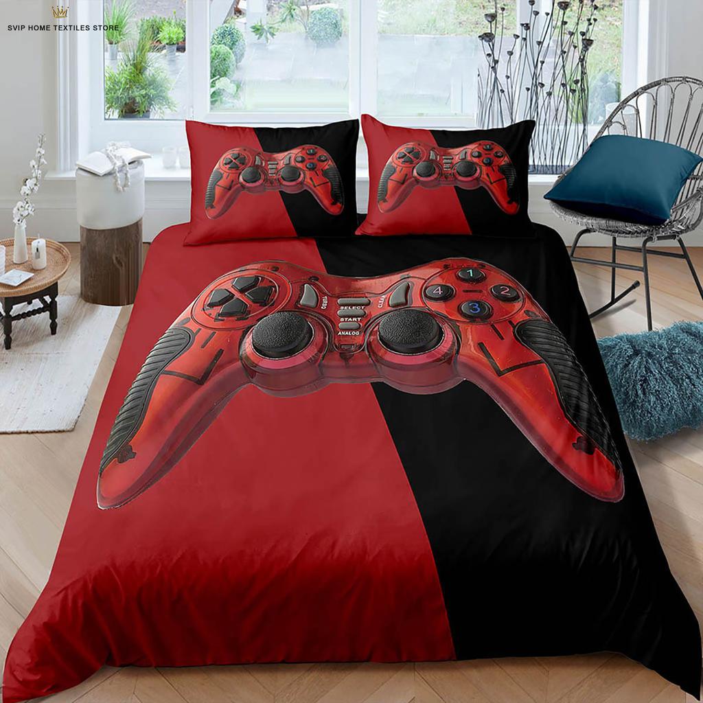 Watercolor Game Controller E-Sports 3D Printing Quilt Cover 100% Polyester Bedding Set Duvet Cover Pillowcase Three-Piece Set