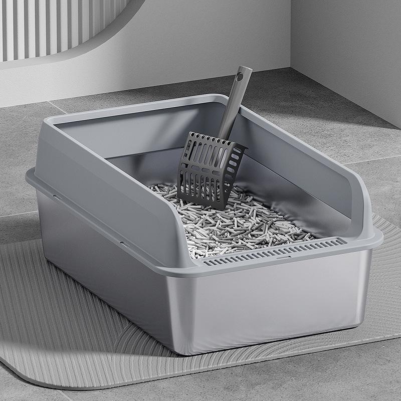 Luxuriöse spritzwassergeschützte Katzentoilette mit großem Raum, hohem Rand und Edelstahleinsatz für Weihnachten