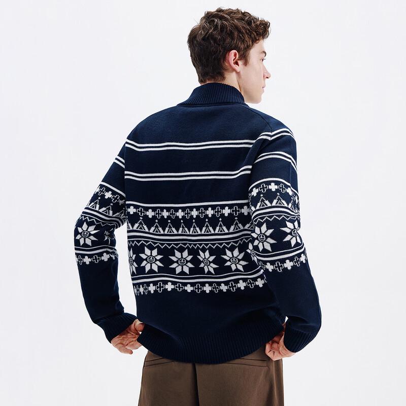 NVG Herren Fair Isle Strickpullover mit halbem Reißverschluss