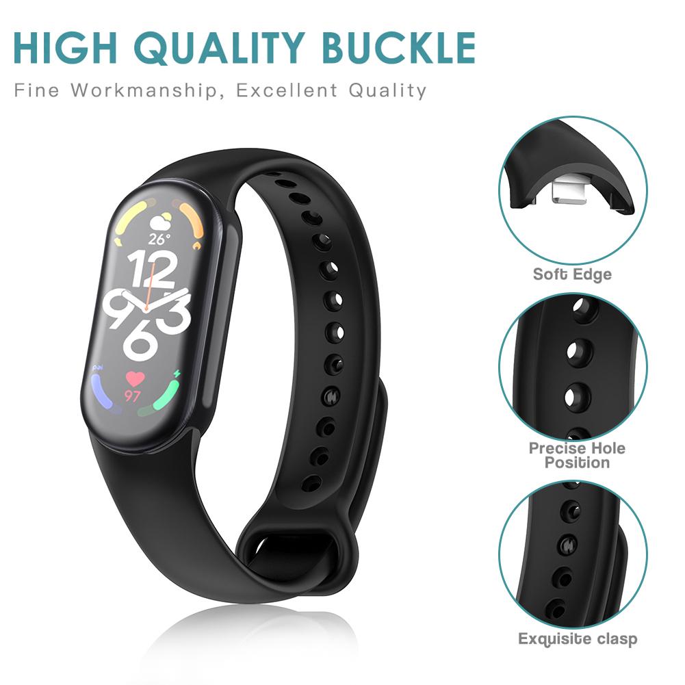 Watchband Solid Color Wristband Watchband Silicone Press-type Installation With Metal Connector Waterproof for Xiaomi Mi Band 8