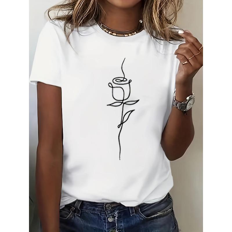 

Women s Oversized Tee Round Neck Short Sleeve Stretch Loose Fit Spring Summer Fall Casual Semi-Formal Machine Washable Top 4XL білий