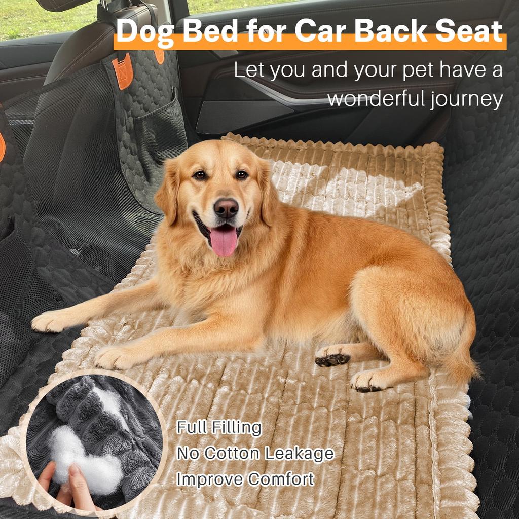 Backseat Pet Bed Mat, Dog Bed for Car Back Seat, Non-Slip Furry Dog Covers Pet Mat, Fit for Backseat Extenders and Seat Covers
