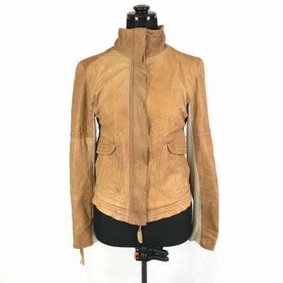 Jaqueta de Couro de Ovelha para Motociclista F Camel Japão Faithful Fanatic(USADO)