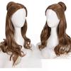 Modische gemischtbraune lange lockige Haare Chemiefaser synthetische Perücke | Berühmter Zeichentrickfilm-Charakter Belle Cosplay-Perücke