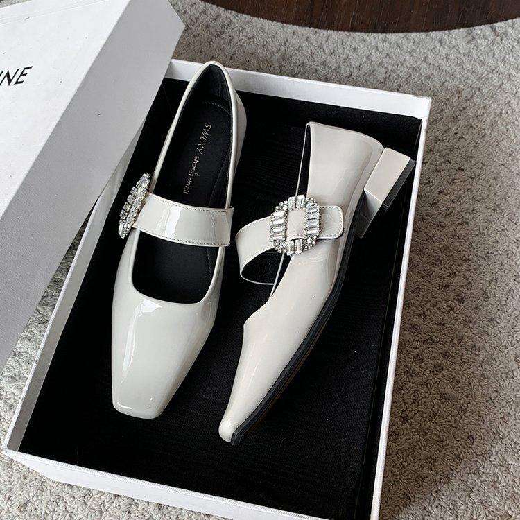 

[youshilai] French shallow mouth single shoes women s low heels 2025 spring new pointed temperament Mary Jane shoes women 40