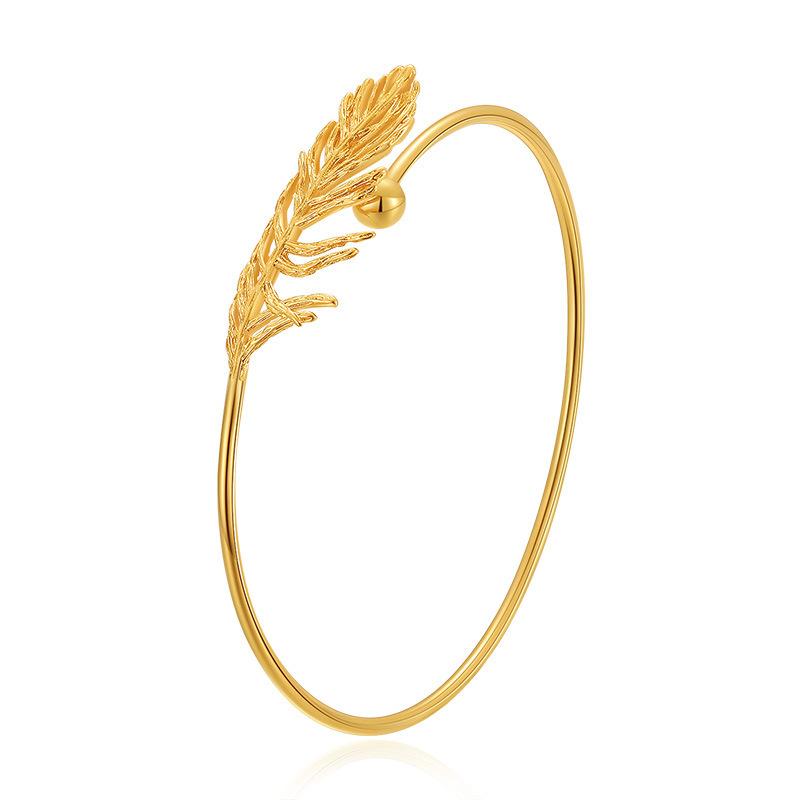 French wheat ear bracelet jewelry, brass plated with 18k real gold, light classy bracelet 18K