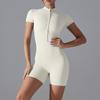Tuta Corta da Donna con Zip Manica Corta Collo Alto Body Shorts