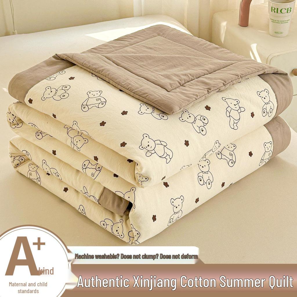 Washable Xinjiang Cotton Summer Quilt for Dormitory - Lightweight, Air Conditioning, Single Size
