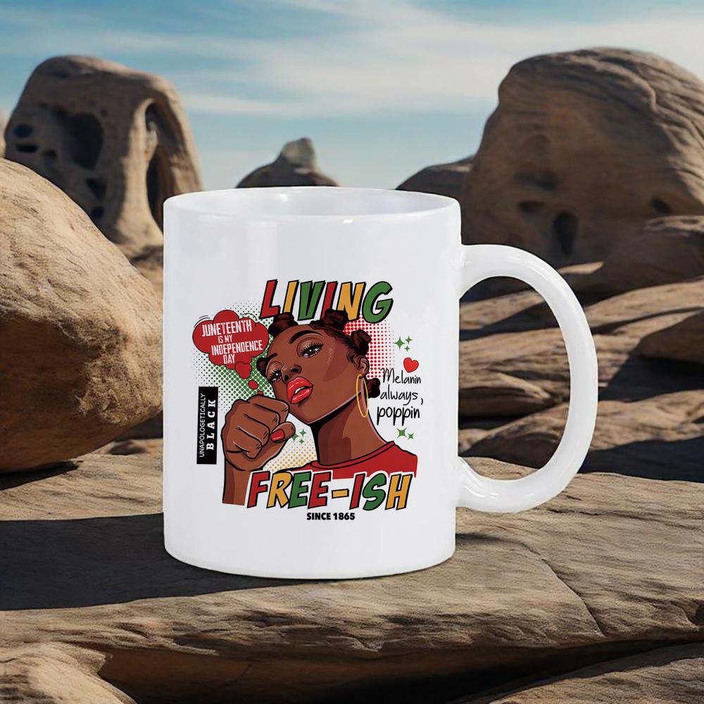 

11oz Mug of Happy Juneteenth Pattern Coffee Mugs Color Red Yello Green Coffee Cup Love Free Beer Cups Party Home Bar Drinkware 330ml