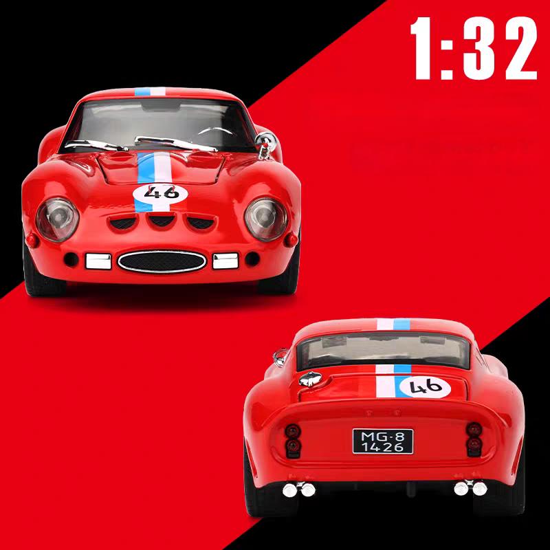 Ferrari 250 GTO 1962 Classic Supercar Simulation Diecast & Toy Vehicles Sounds & Light Pull Back Car 1:32 Alloy Model Birthday Gifts
