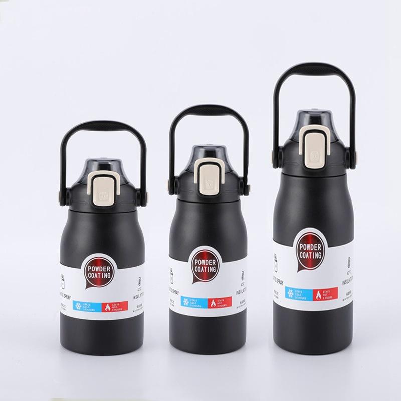 

Термопляшка з нержавіючої сталі Термальна пляшка великої місткості Портативна вакуумна кружка Термос ізольована чашка Стакан Колба Тренажерний зал 1300ml чорний