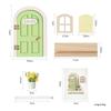 Simulation Balcony Wooden Fairy Elf Door Set Mini Craft Ornaments Fairy Door Fairytale-Style Room Wall Decor Dollhouse Elf Door