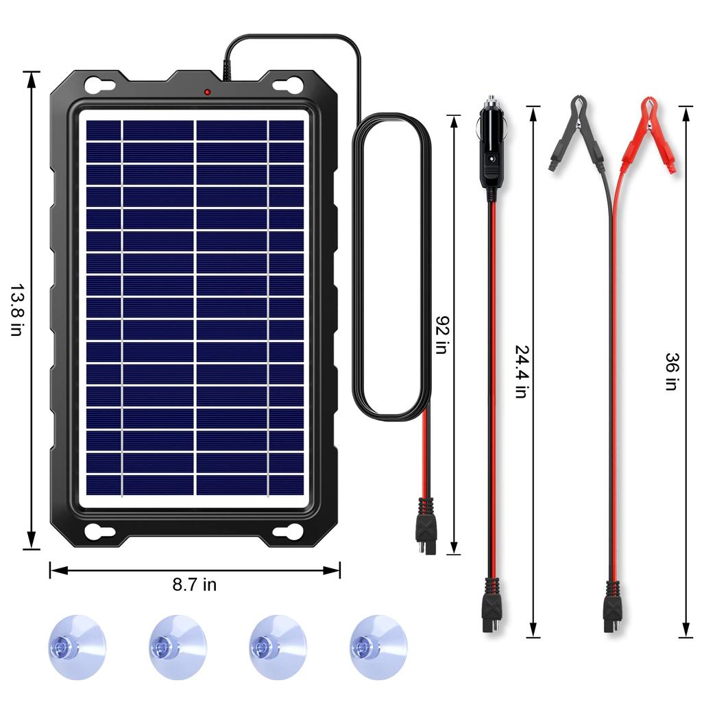 POWOXI Upgraded Solar Trickle Charger 12V Portable Waterproof Solar Panel Trickle Charging Kit for Marine and More 7.5W Maintainer, Cars, Automobiles,