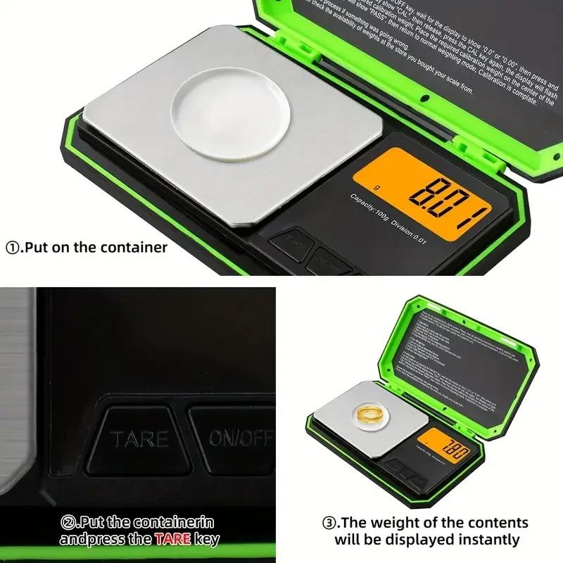 High Precision Professional Digital Milligram Scale 200g/0.01g Portable Jewelry Gram Scale Digital Food Scale LCD Display One-Touch Conversion 6 Units