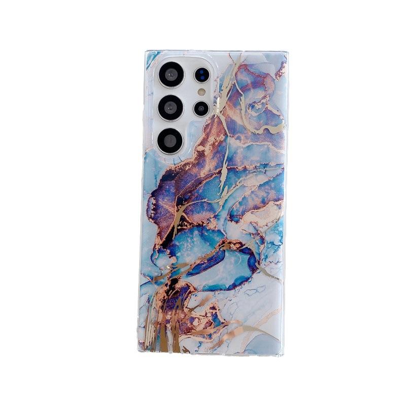 Suitable for Samsung S25ultra Mobile Phone Case Marble Pattern Gold Hot Stamping S23 Electroplated Double Layer A54 Mobile Phone Case