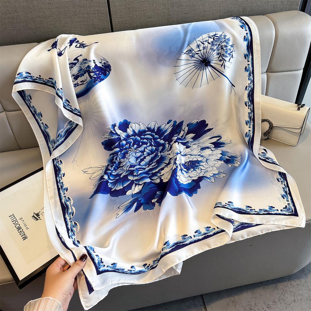 Smooth Design Satin Silk Scarf Spring Shawl Women Fashion Summer Sunscreen Beach Stole Wraps Bufanda Female Headkerchief Echarpe