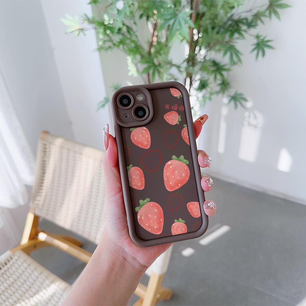 Fresh Strawberries Pattern Soft TPU Phone Case for iPhone 17 Air 16 15 14 Pro Max Plus 13 12 Mini 8 7 X Xs Back Cover