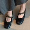 Sheepskin version~ retro French single shoes women's flat-soled black work shoes shallow mouth soft sole evening Mary Jane shoes