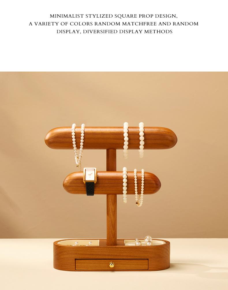 Solid Wood Watch & Jewelry Stand, Wristwatch Display Holder, Organizer for Rings, Necklaces, Bracelets & Beads