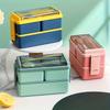 1pc Bento Boxes, Portable Double-layer Lunch Box With Cutlery And Lid, Reusable Food Storage Container, For Students, Travelers And Office Workers