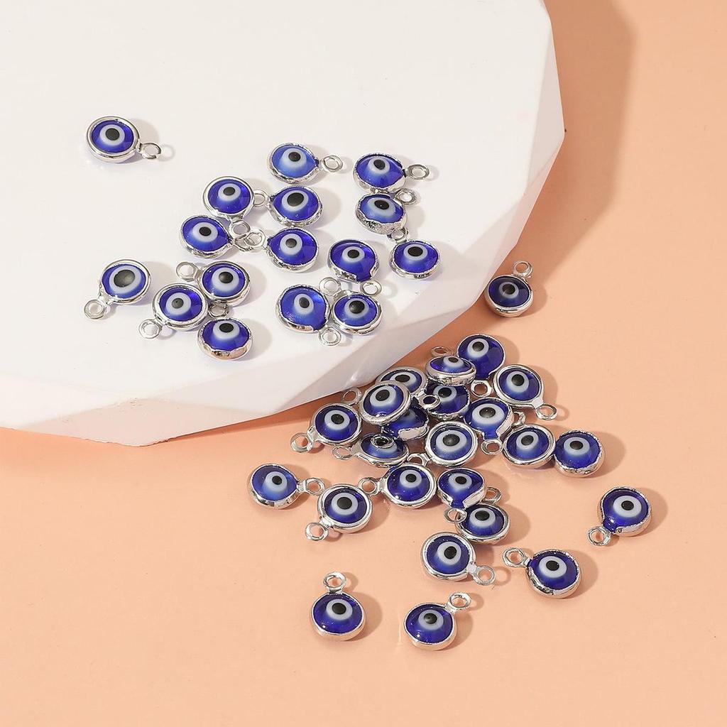 40 blaue türkische Nazar-Anhänger für DIY-Halsketten-, Armband- & Ohrring-Bastelarbeiten