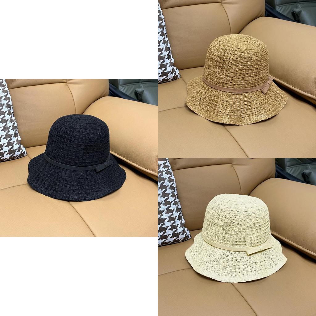 Fashionable Breathable Wave Edge Sun Hat With Bow Tie For Women Spring Summer Lightweight Sunscreen Bucket Hat