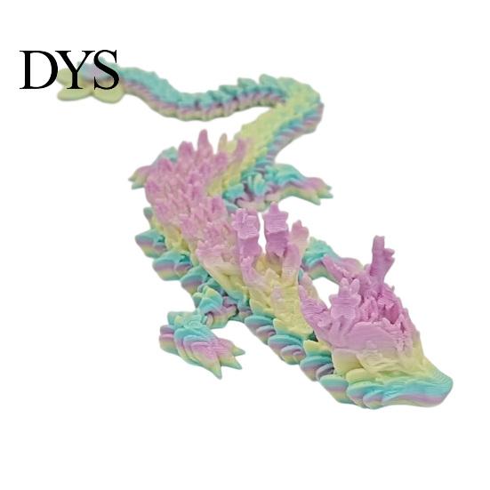Articulated Dragon Model Cherry Blossom Figurine with Movable Joints, 3D Printed Fidget Toy Flower Toy, Mythical Creature Decor
