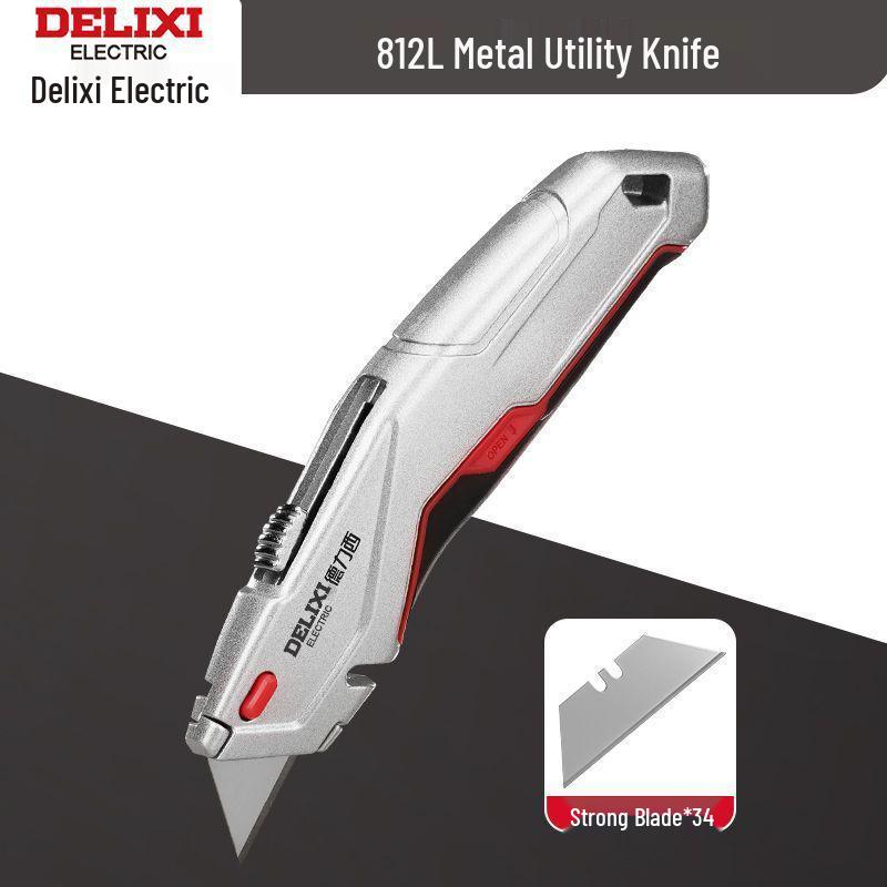 Heavy-Duty Industrial Folding Utility Knife with Thick All-Steel Retractable Blade for Electricians and Cable Work.