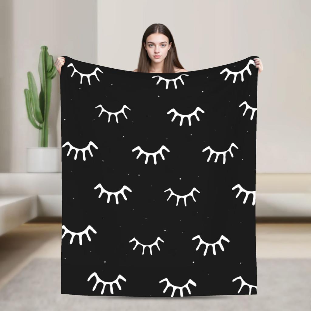 Eyelash Cartoon Eyelashes Blanket Fleece Autumn/Winter Multi-function Lightweight Thin Throw Blankets for Home Office Bedspreads